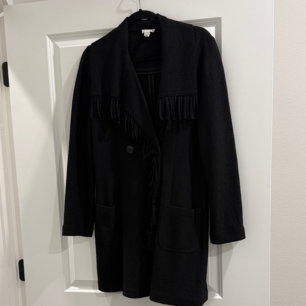 Chico’s Black Women's Sweater Coat w/fringe sz 1 sx m